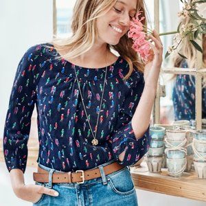 Lavinia Linen Top-French Navy Ladies